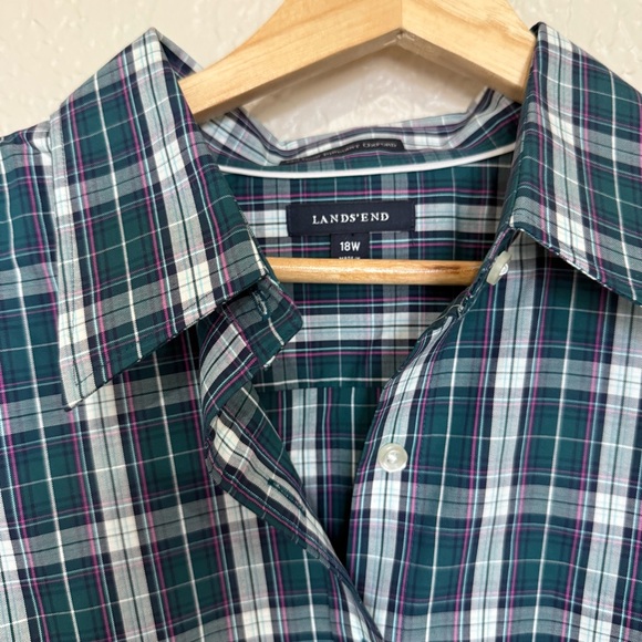 Lands' End Women’s No Iron Pinpoint Oxford Shirt Size 18W Casual Academia Office - Picture 7 of 7